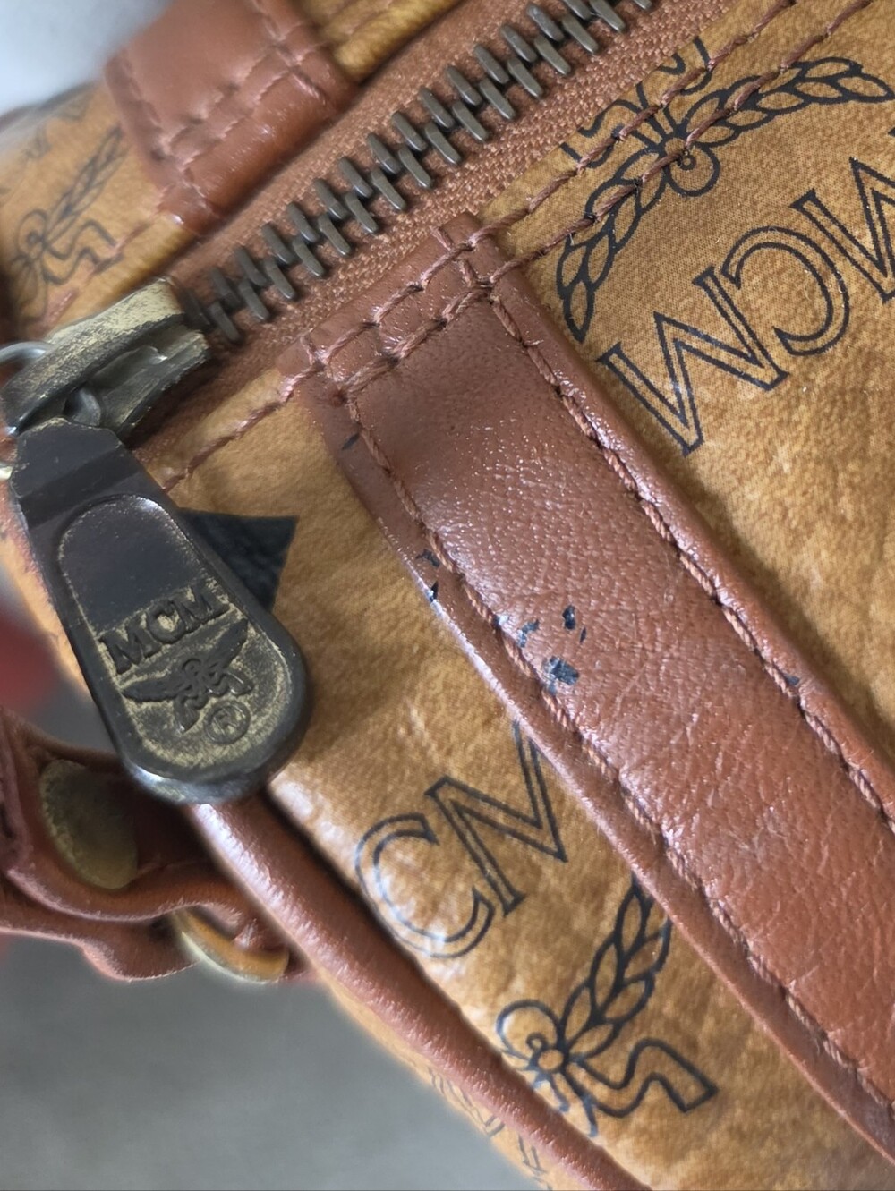 MCM Cognac Monogram Barrel Crossbody Bag - Picture 6 of 13